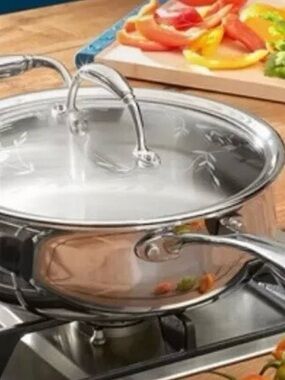 Princess House Stainless Steel Sauté Pan with Glass Lid - Silver